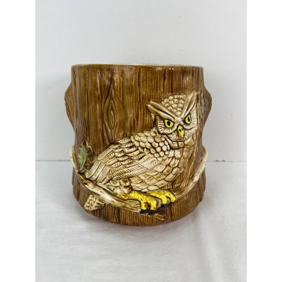 Vintage Forest Owl Cookie Jar with Acorn Top 1970s Ceramic - Picture 7 of 10
